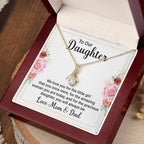 To Our Daughter Necklace – Daughter Graduation & Birthday Present from Mom and Dad – Alluring Beauty Necklace