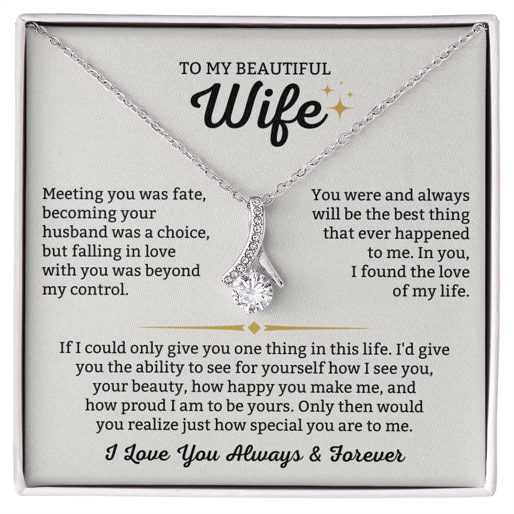 To My Beautiful Wife Necklace - Emotional Jewelry for Wife from Husband to Celebrate Love on Valentine’s Day & Beyond - Alluring Beauty Necklace
