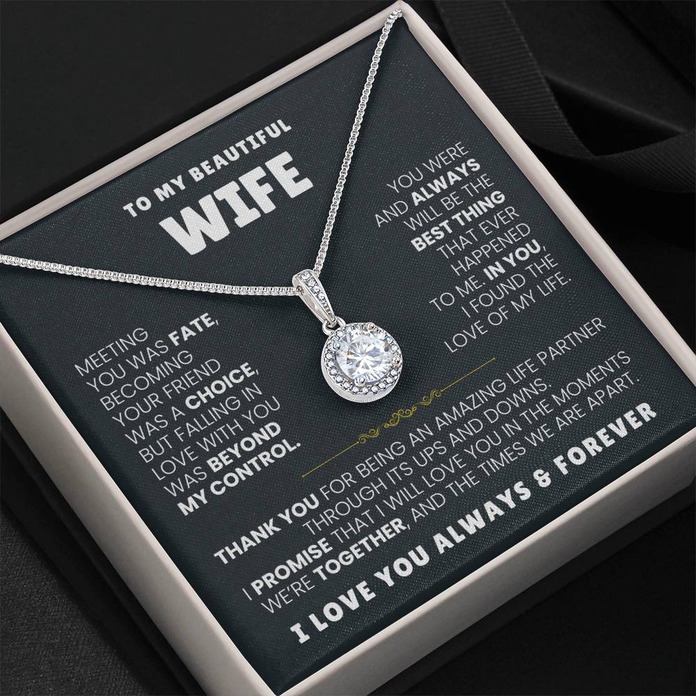 To My Beautiful Wife Necklace - Emotional Jewelry Gift for Wife from Husband to Celebrate Love Every Day - Eternal Hope Necklace