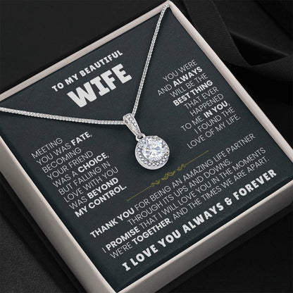 To My Beautiful Wife Necklace - Emotional Jewelry Gift for Wife from Husband to Celebrate Love Every Day - Eternal Hope Necklace