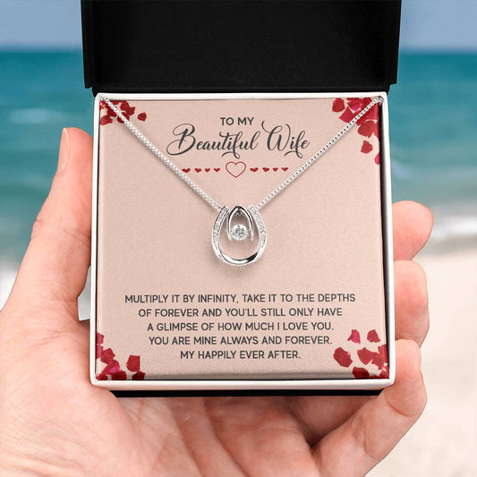 To My Wife Gift from Husband - Romantic Jewelry for Birthday & Anniversary Celebrations - Lucky In Love Necklace