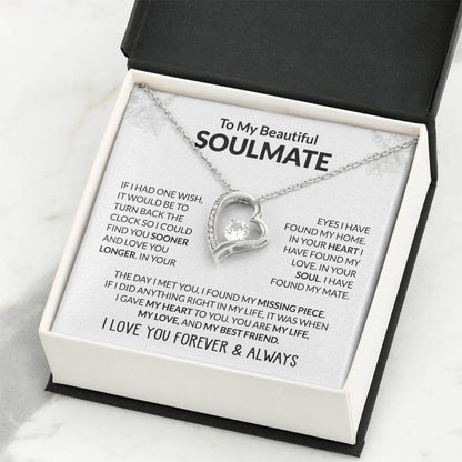 To My Beautiful Soulmate Necklace - Soulmate Jewelry Gift for Her for Birthday & Valentine’s Day - Forever Love Necklace