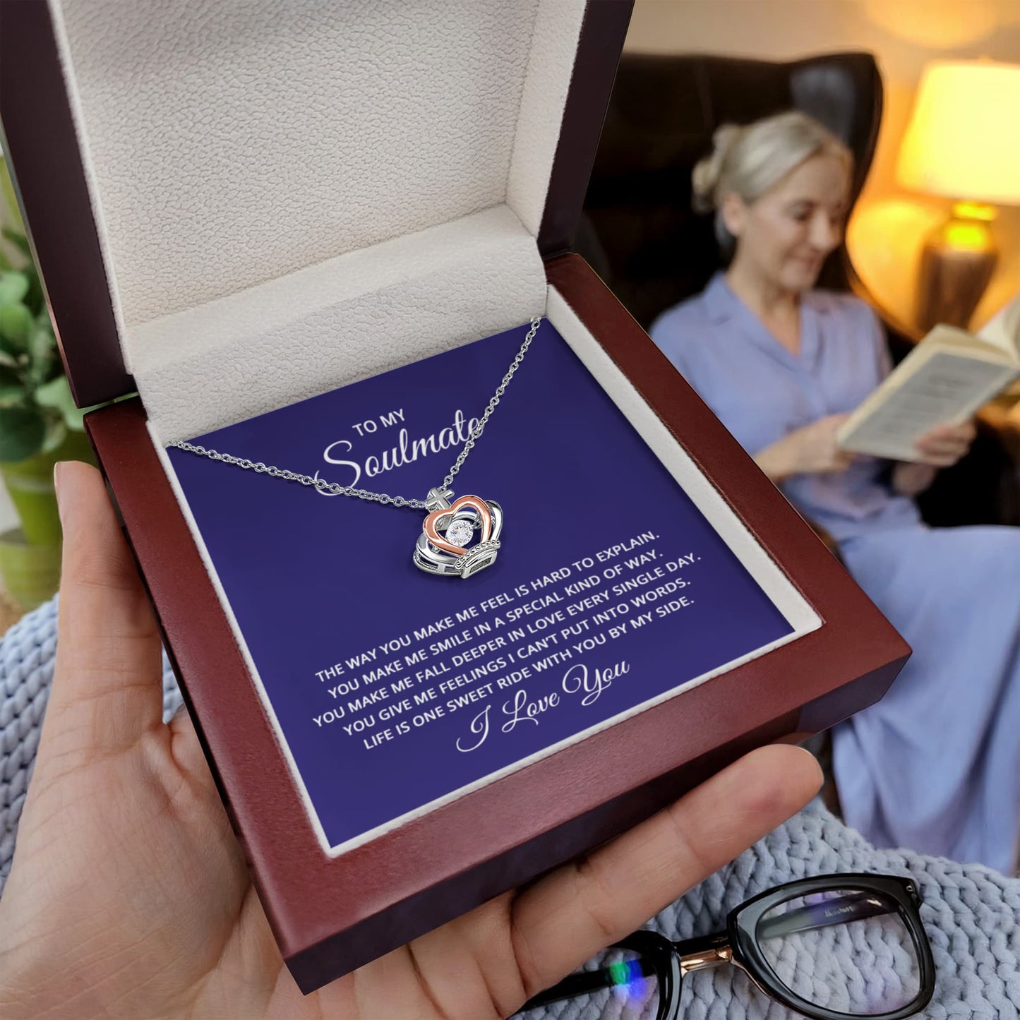 To My Soulmate Necklace - Soulmate Gift for Her for Valentine’s Day & Every Day Love - Crown Pendant Necklace