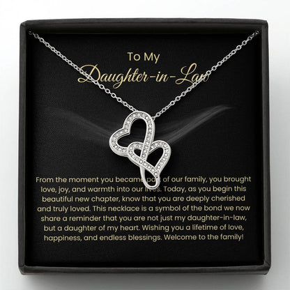 To My Beautiful Daughter In Law - Heart-to-heart Pendant Necklace - Gift for Bonus Daughter