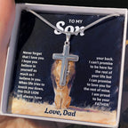 To My Son Necklace - Gift for Son from Dad - Never forget that I love you - Artisan Cross Necklace