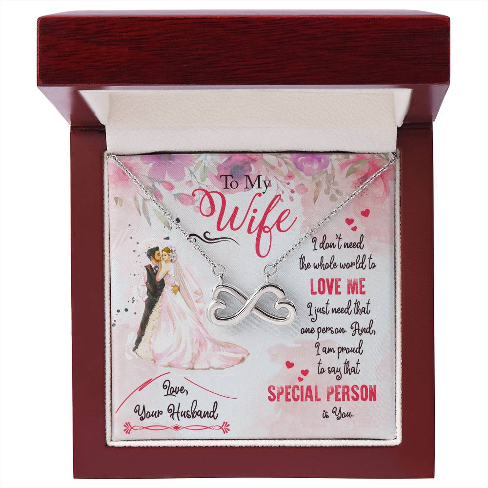To My Wife Necklace - Sweetest Gift for Wife from Husband for Valentine’s Day, Anniversary & Birthday Joy - Endless Love Necklace