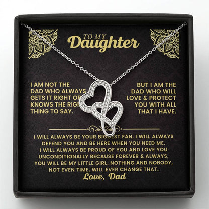 To My Daughter Necklace - I will always be your biggest fan - Gift for Daughter from Dad - Heart-to-heart Pendant Necklace
