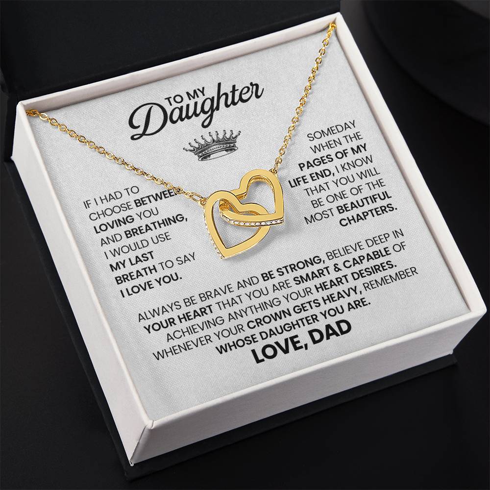 To My Daughter Necklace - Sentimental Jewelry Gift from Dad for Graduation & Life Achievements - Interlocking Hearts Necklace