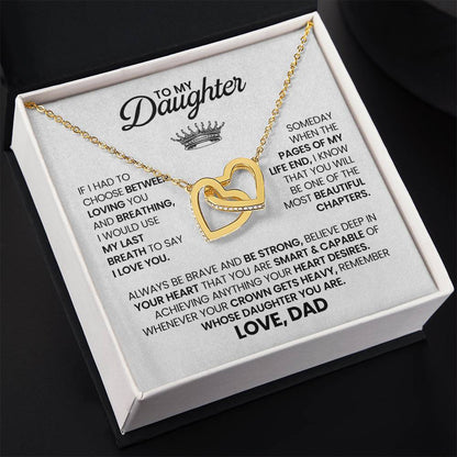 To My Daughter Necklace - Sentimental Jewelry Gift from Dad for Graduation & Life Achievements - Interlocking Hearts Necklace