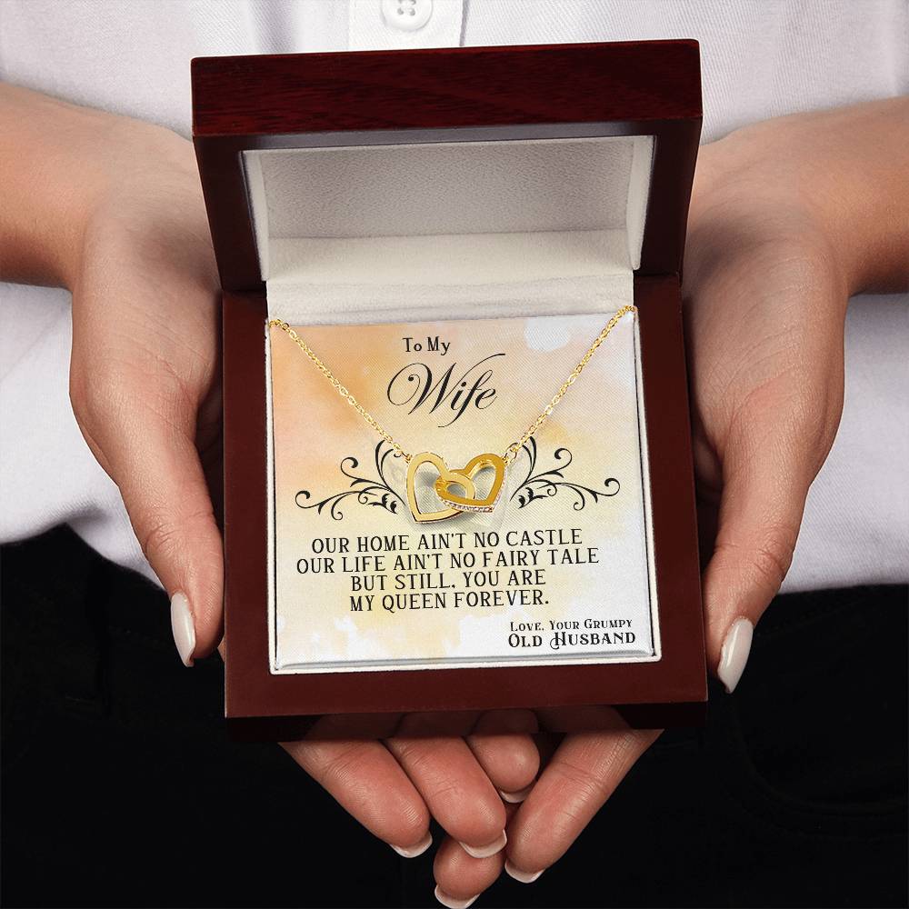 To My Wife Necklace - Romantic Gift for Anytime Love - Interlocking Hearts Necklace