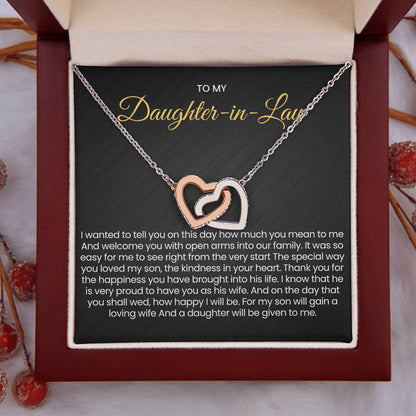 To My Daughter In Law - Interlocking Hearts Necklace - Gift for Daughter in Law