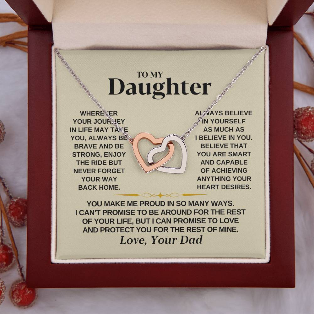 To My Beautiful Daughter Necklace - I Believe In You - Present for Daughter from Dad - Interlocking Hearts Necklace