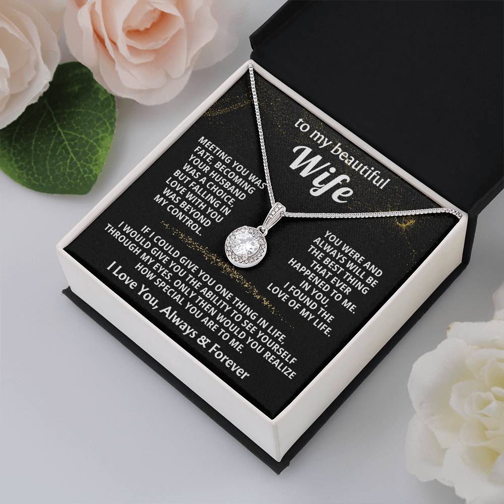 To My Beautiful Wife Necklace - Romantic Husband Gift for Christmas, Valentine’s Day & Anniversary Love Surprises - Eternal Hope Necklace