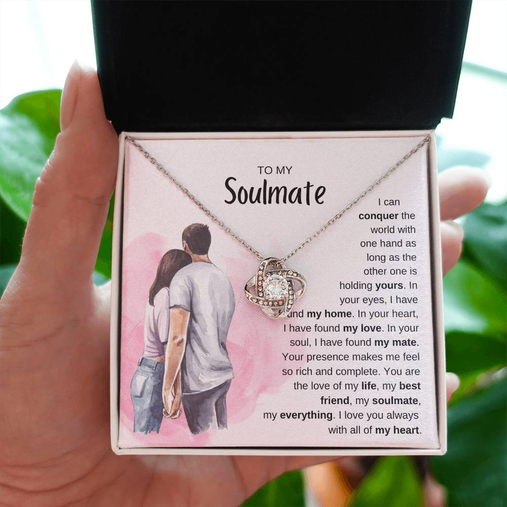To My Soulmate Necklace - Soulmate Jewelry Gift for Valentine’s Day, Birthday & Romantic Celebrations - Love Knot Necklace