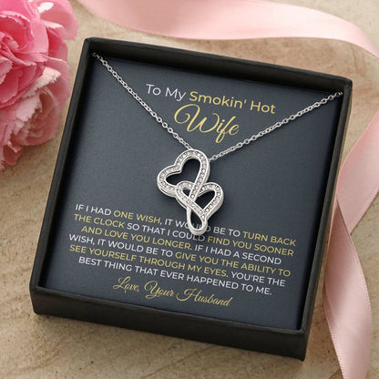 To My Smokin' Hot Wife Necklace - Romantic Husband to Wife Jewelry for Birthday, Valentine’s Day & Special Celebrations - Heart-to-heart Pendant Necklace