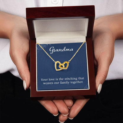 Grandma - Your love is the stitching - Gift for Grandmother - Interlocking Hearts Necklace