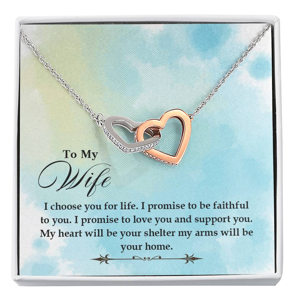 To My Beautiful Wife Necklace - Romantic Husband to Wife Jewelry for Birthday, Valentine’s Day & Special Celebrations - Interlocking Hearts Necklace
