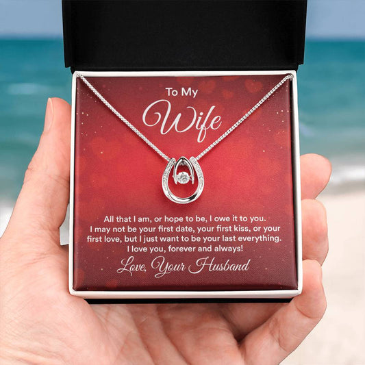 Romantic Jewelry Gift for Wife - Perfect From Husband for Birthday, Anniversary & Valentine’s Day - Lucky In Love Necklace