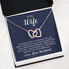 To My Wife Necklace - Meaningful Jewelry Gift from Husband for Every Special Occasion Including Valentine’s Day - Interlocking Hearts Necklace