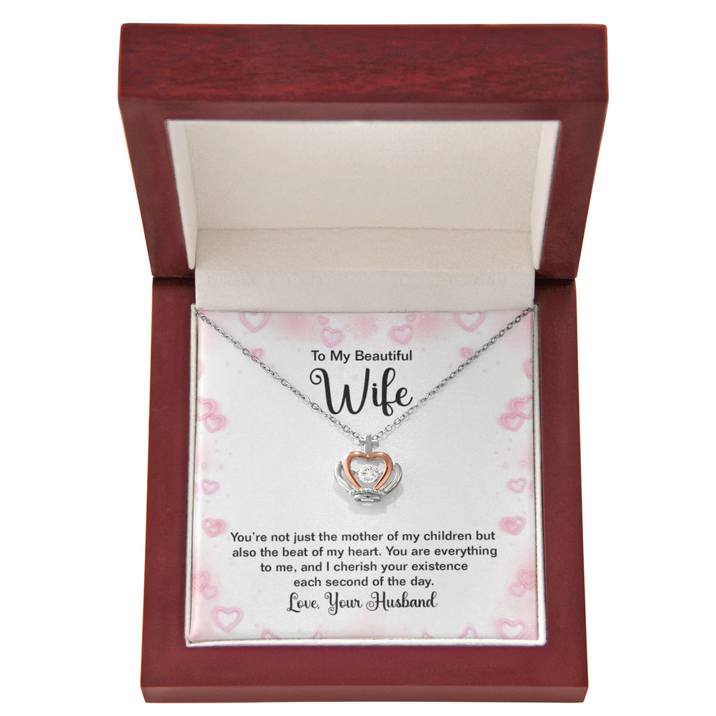 To My Wife Necklace - Romantic Gift from Husband for Valentine’s Day, Birthdays & Holiday Surprises - Crown Pendant Necklace