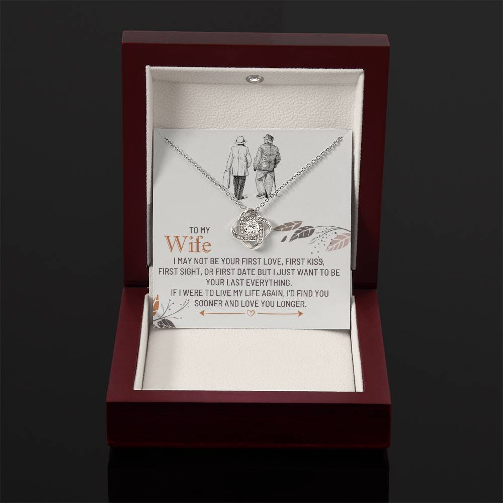 To My Wife Necklace - Romantic Anniversary & Valentine’s Day Jewelry Gift from Husband to Wife - Love Knot Necklace