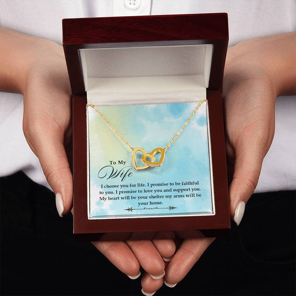 To My Beautiful Wife Necklace - Romantic Husband to Wife Jewelry for Birthday, Valentine’s Day & Special Celebrations - Interlocking Hearts Necklace