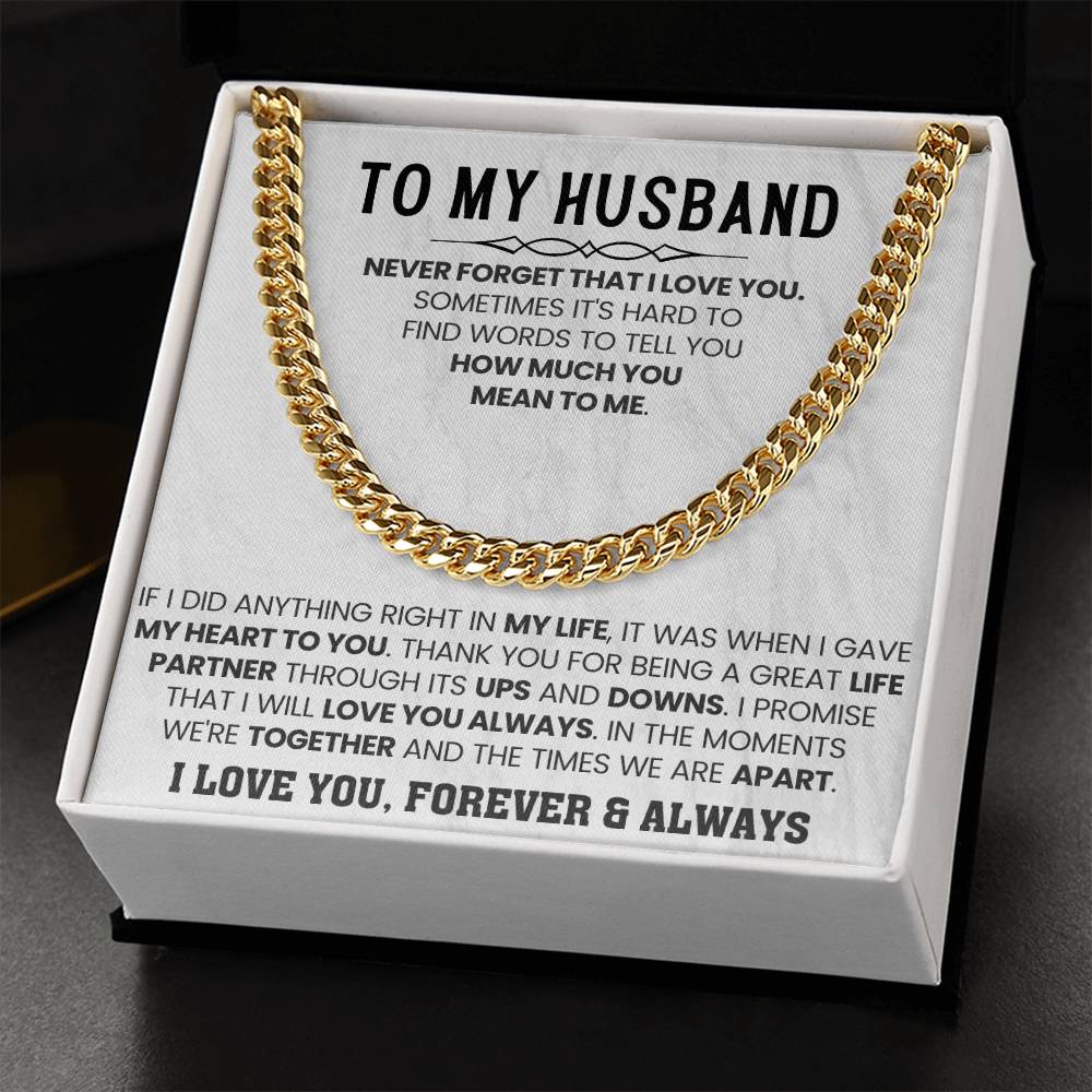 Husband Jewelry Gift from Wife – Cuban Link Chain – Anniversary & Valentine’s Day