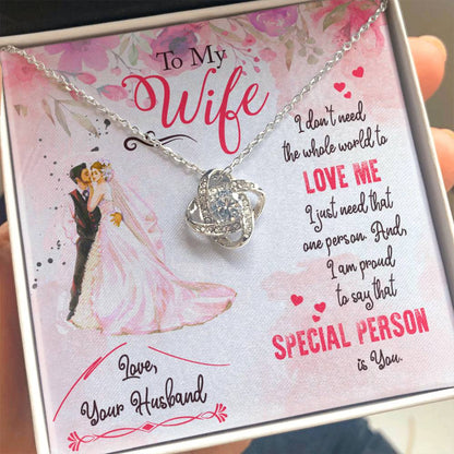 Valentine’s Day Gift for Wife - Emotional Jewelry from Husband for Anniversary Too - Love Knot Necklace