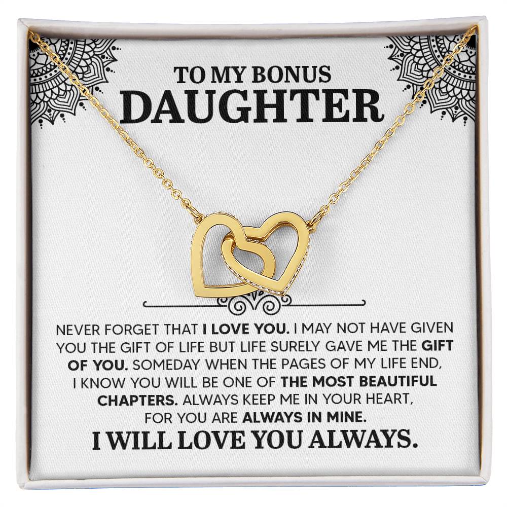 To My Daughter Necklace – Gift for Daughter’s Birthday and Graduation – Interlocking Hearts Necklace