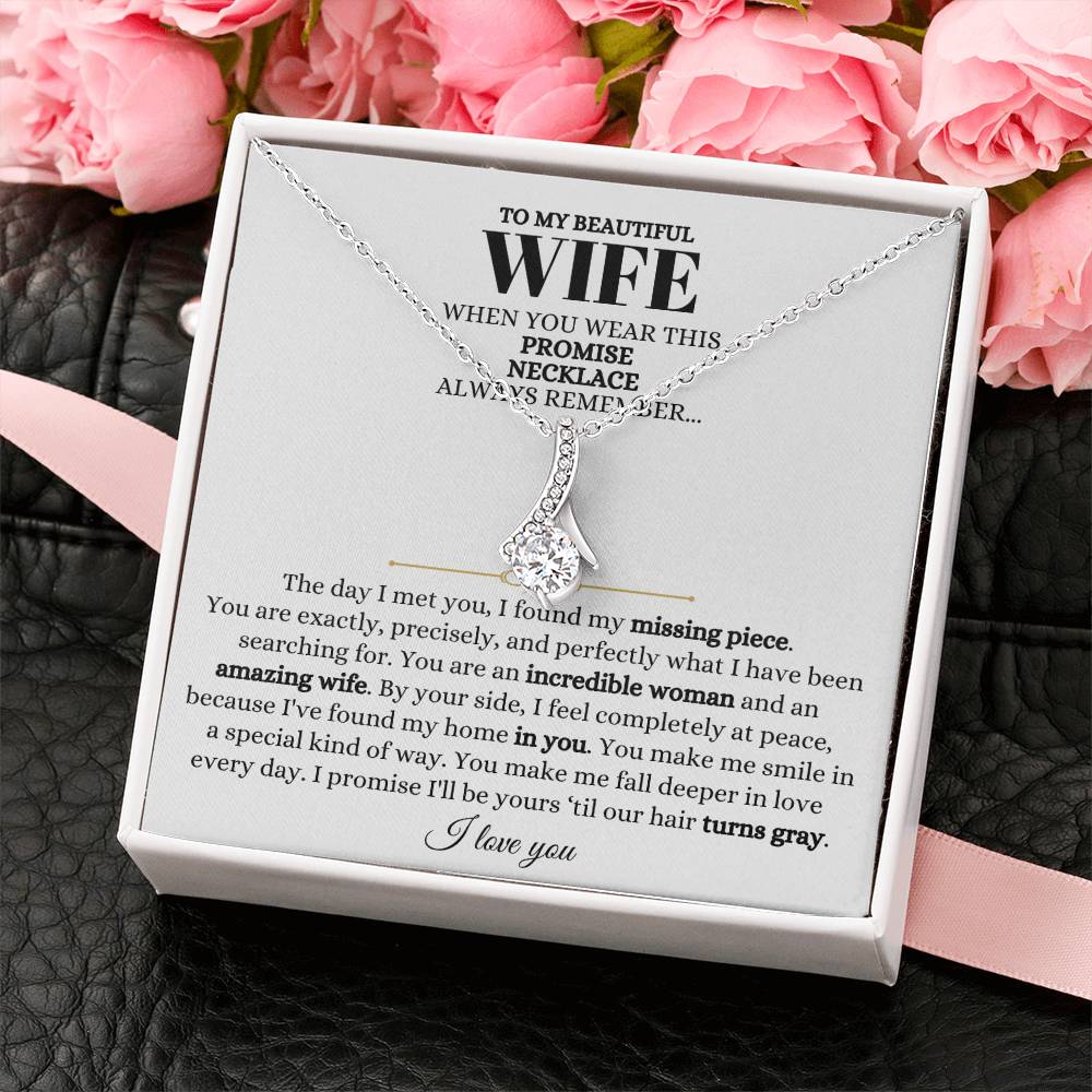 To My Beautiful Wife Necklace - Sweet Emotional Gift for Wife from Husband on Birthday, Anniversary & Valentine’s Day - Alluring Beauty Necklace