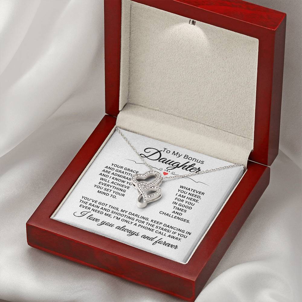 To My Daughter Necklace - I Promise To Love and Protect You - Heart-to-heart Pendant Necklace