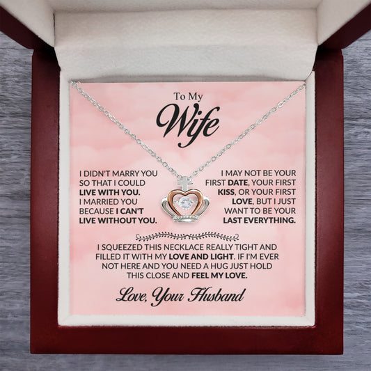 To My Wife Necklace - Cherished Wife Gift from Husband for Valentine’s Day, Anniversary & Birthday - Crown Pendant Necklace
