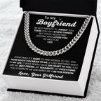 To My Boyfriend - Cuban Link Chain - Girlfriend to Boyfriend Anniversary, Christmas & Birthday Gift