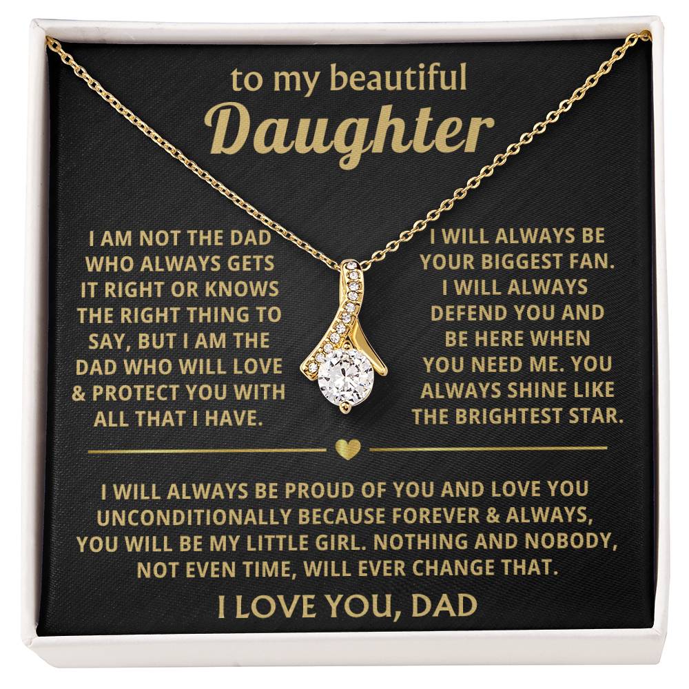 To My Daughter Necklace - Proud Dad to Daughter Jewelry for Birthday, Graduation & Special Celebrations - Alluring Beauty Necklace