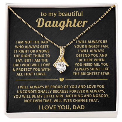 To My Daughter Necklace - Proud Dad to Daughter Jewelry for Birthday, Graduation & Special Celebrations - Alluring Beauty Necklace