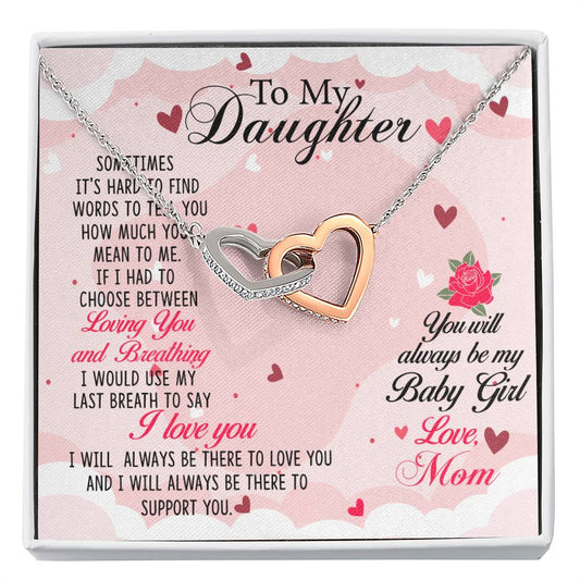 To My Daughter Necklace – Mom Gift for Daughter’s Birthday – Interlocking Hearts Necklace