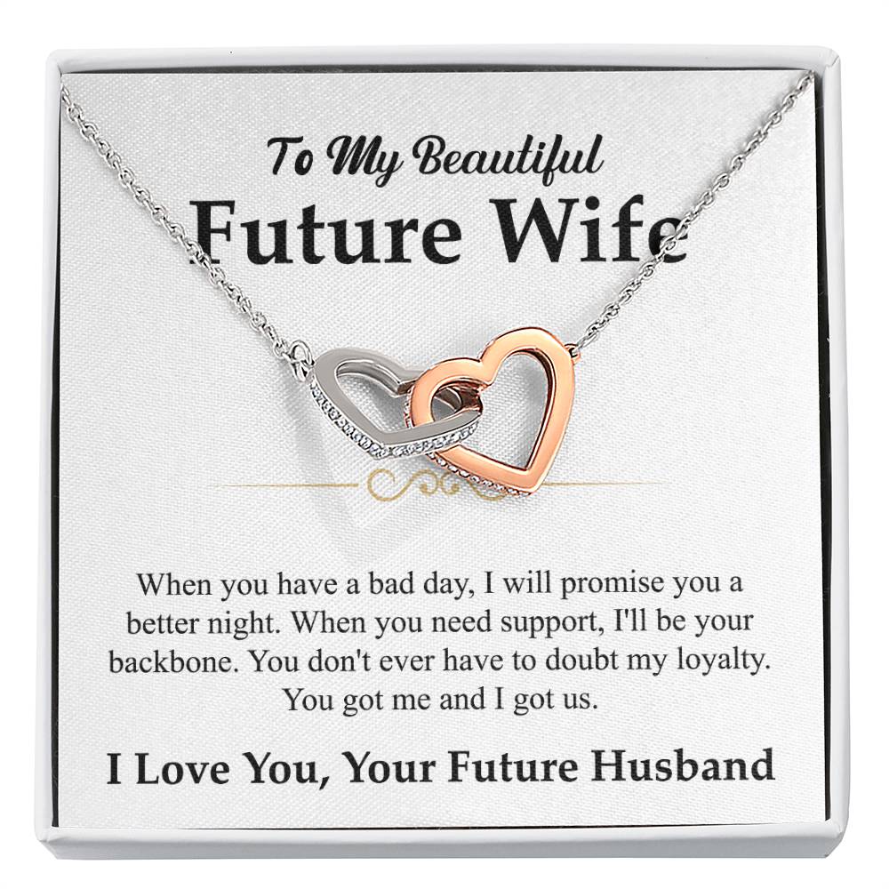 To My Future Wife Necklace - Best Romantic Jewelry Gift for Special Occasions & Love Appreciation - Interlocking Hearts Necklace