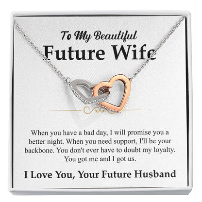 To My Future Wife Necklace - Best Romantic Jewelry Gift for Special Occasions & Love Appreciation - Interlocking Hearts Necklace