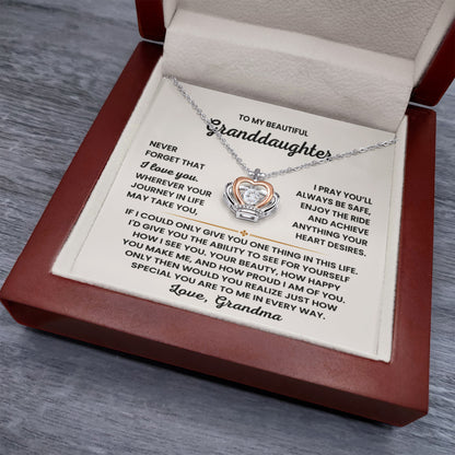 To My Granddaughter Necklace – Bestseller Birthday Graduation Gift from Grandma – Crown Pendant Necklace