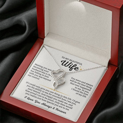 To My Beautiful Wife Necklace - Romantic Everyday Jewelry Gift from Husband for Birthday, Valentine’s Day & Just Because - Heart-to-heart Pendant Necklace