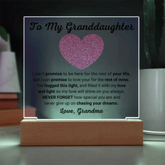 To My Granddaughter Acrylic Plaque, Heartfelt Loving Gift, Beautiful Keepsake for Special Moments, To My Granddaughter