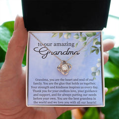 Grandma Necklace, Loving Gift For Grandmother, Heart Pendant Jewelry, Thoughtful Keepsake For Grandma, Family Gift
