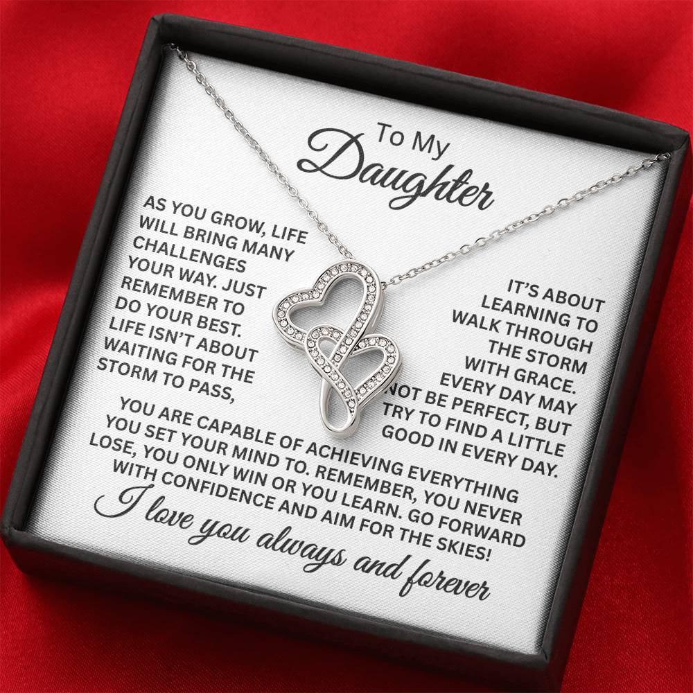 To My Daughter Necklace – Daughter Jewelry Gift for Graduation & Christmas – Heart-to-heart Pendant Necklace