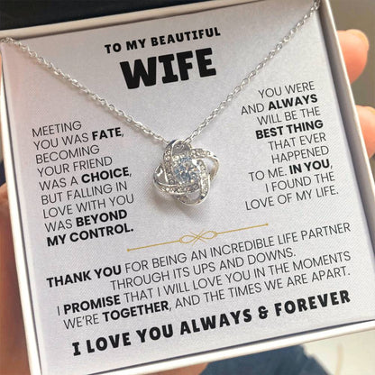 To My Wife Necklace - Emotional Jewelry for Wife from Husband to Celebrate Love on Valentine’s Day & Beyond - Love Knot Necklace