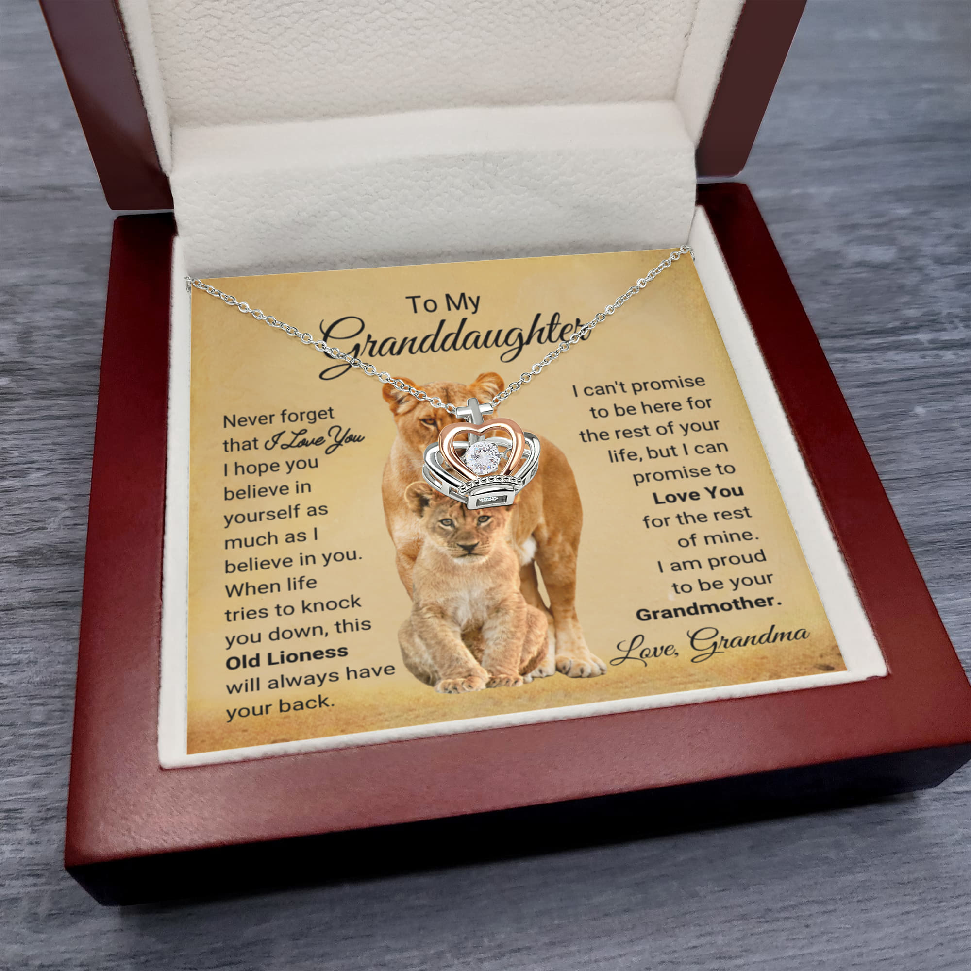 To My Granddaughter Necklace – Birthday Graduation Jewelry for Granddaughter from Grandma – Crown Pendant Necklace