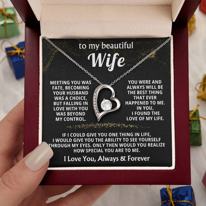 To My Beautiful Wife Necklace - Sweet Emotional Gift for Wife from Husband on Birthday, Anniversary & Valentine’s Day - Forever Love Necklace