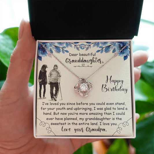 To My Granddaughter Necklace – Birthday Granddaughter Jewelry from Grandpa – Love Knot Necklace