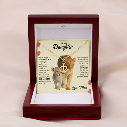 To My Daughter Necklace - Sentimental Jewelry Gift from Mom for Graduation & Life Achievements - Anchor Pendant Necklace