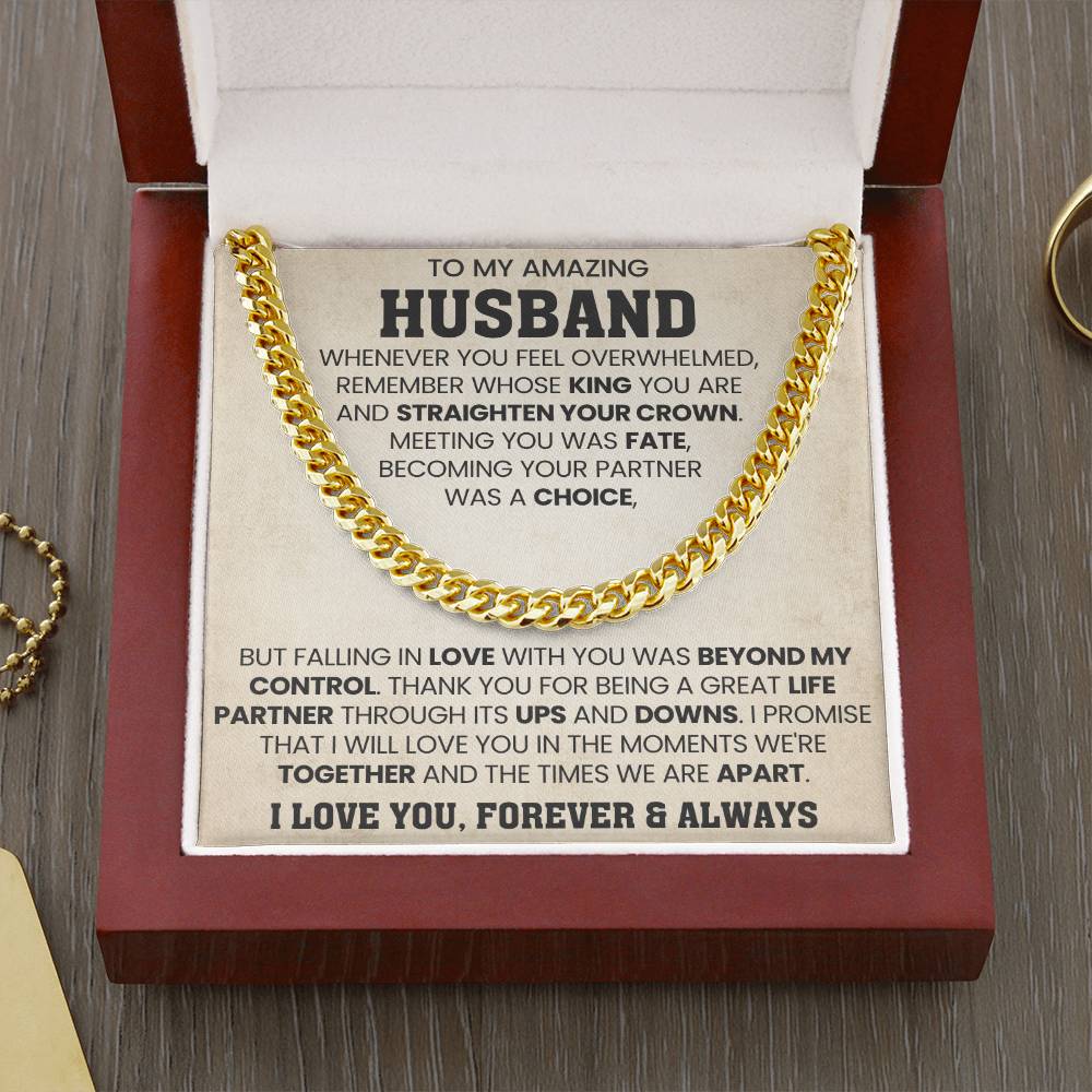 Cuban Link Chain for Him - Husband Birthday & Anniversary Gift from Wife
