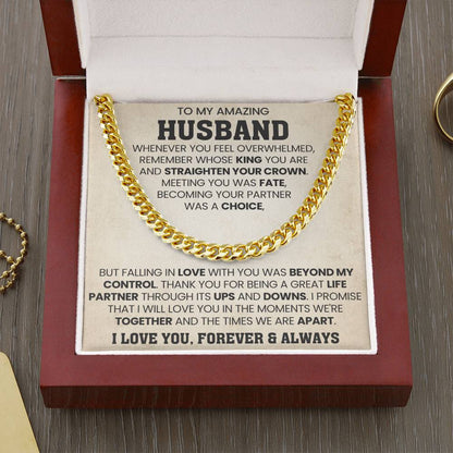 Cuban Link Chain for Him - Husband Birthday & Anniversary Gift from Wife